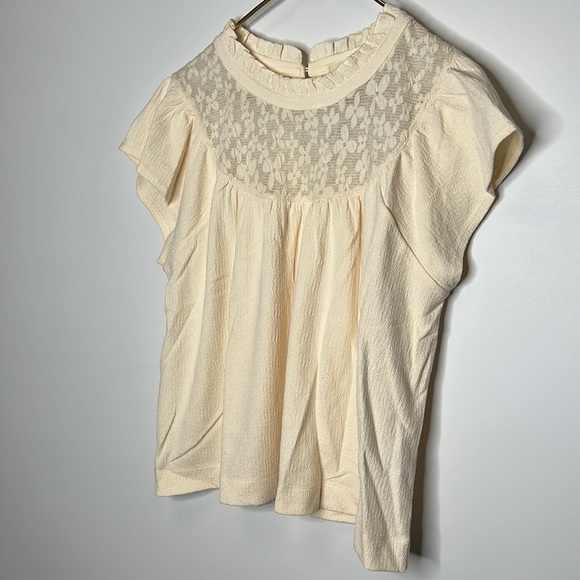 Nwt Madewell Lace Inset Superlight Jacquard Top In Antique Cream Size XL - Picture 2 of 6